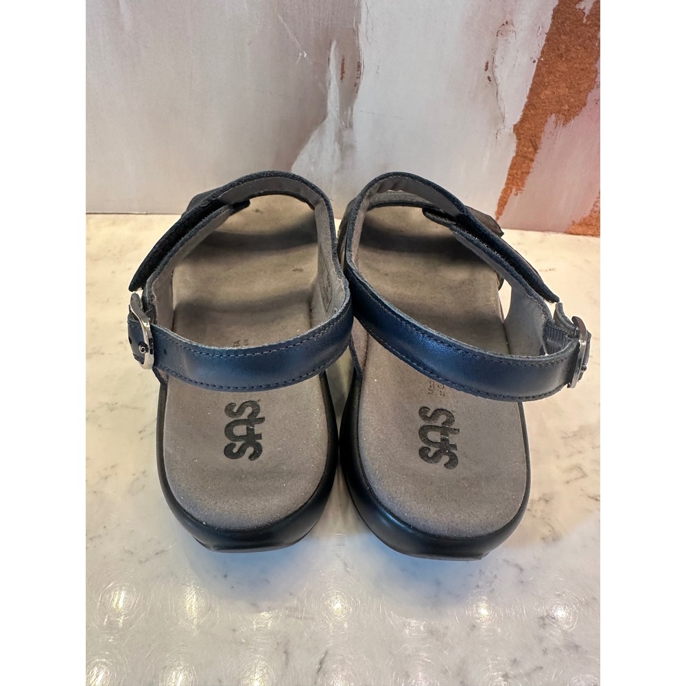 SAS Women's Nudu Heel Strap Sandal Sz 10W Suede Navy Blue Comfort Travel Support - Picture 6 of 11